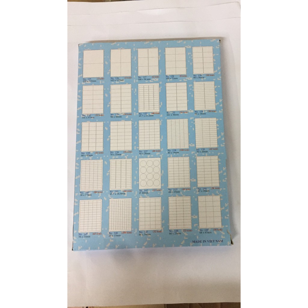 Nhãn dán ToMy A4 đủ mã(từ 130-149)