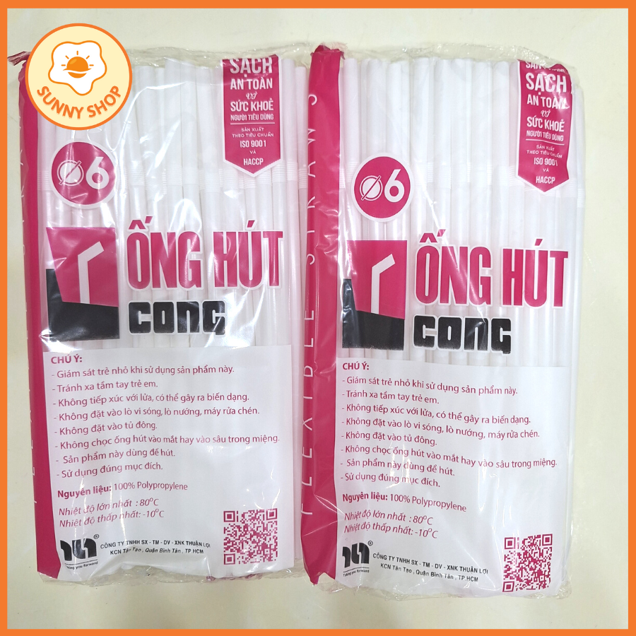 Ống Hút Trắng Đầu Bẻ Cong Phi 6 (bịch 80 cái) loại tốt