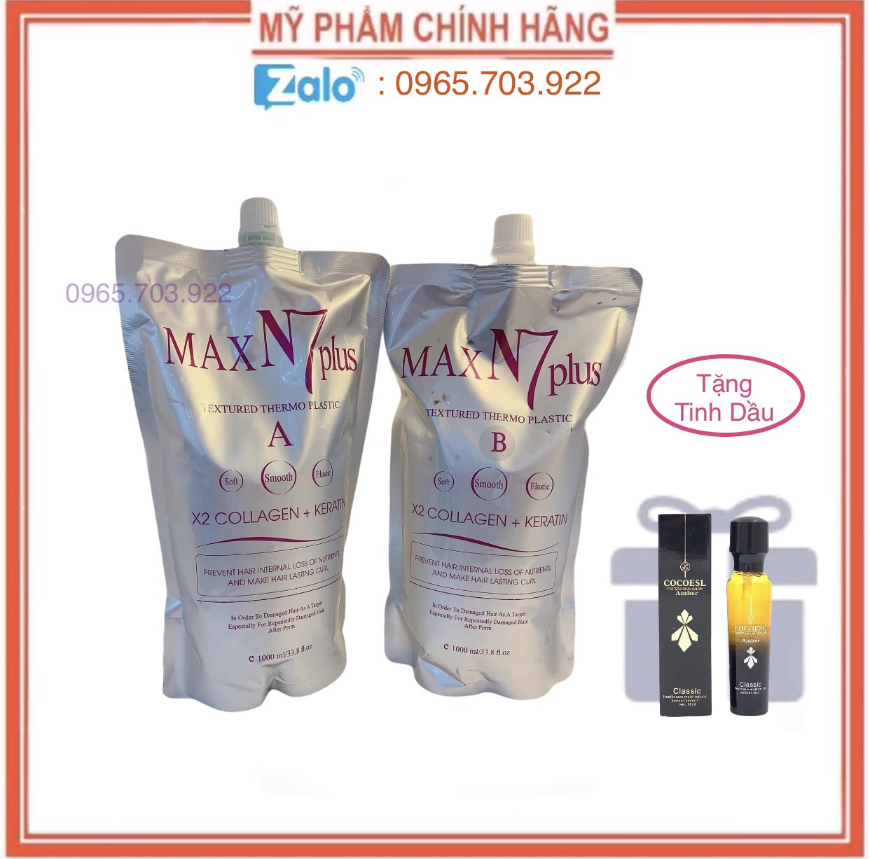 Cặp uốn ép nóng no7 siêu bóng mềm mượt 1000ml x 2