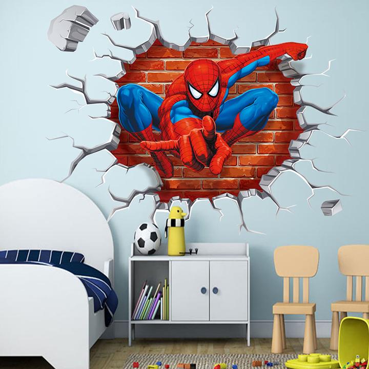 Giấy, decal dán tường Người nhện 3D