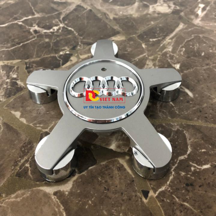 1 chiếc logo chụp mâm, lazang bánh xe ô tô, xe hơi Au.di đường kính 135mm A6Q5135 ( Màu Xám)