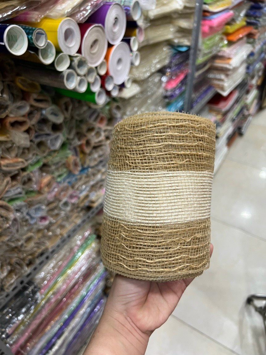 cuộn vải bố ren trang trí khổ 15cm x 10met