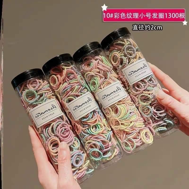 Hộp 300 chun buộc tóc xoắn sợi nhỏ không làm đau tóc cho bé