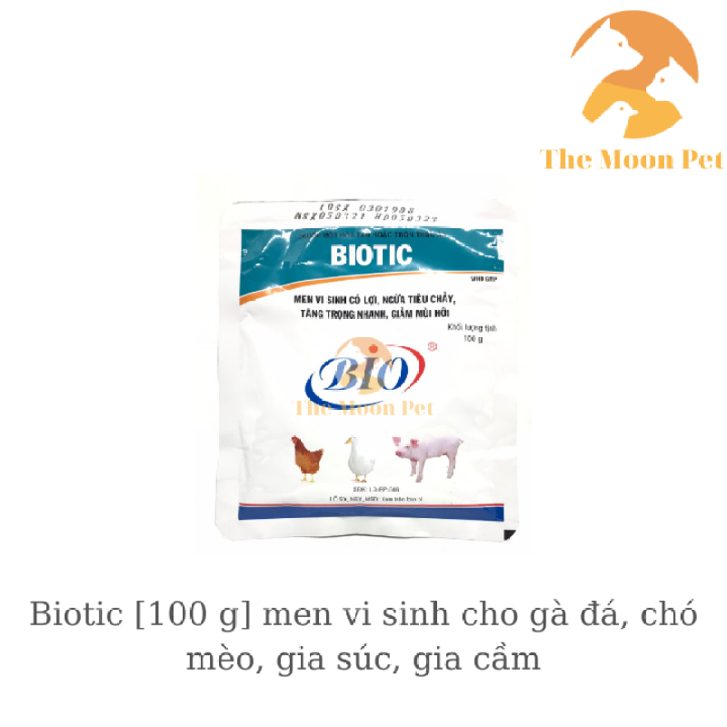 Biotic [100 g] men vi sinh cho gà đá, chó mèo, gia súc, gia cầm