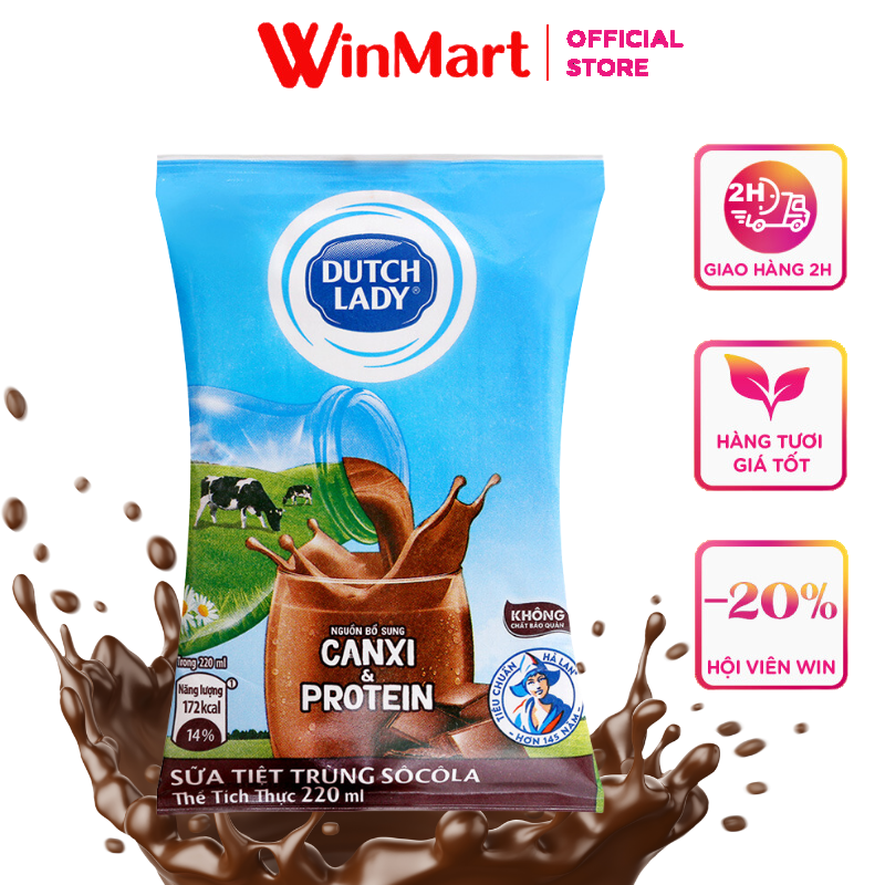 [Siêu thị WinMart] - Sữa tươi tiệt trùng Dutch lady socola gói 180ml