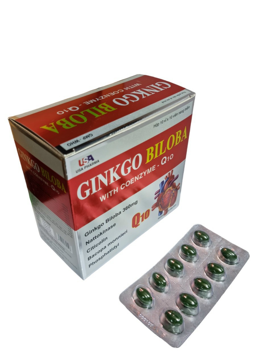 HOẠT HOẠT HUYẾT DƯỢNG NÃO GINKGO BILOBA Q10 - GIÚP NGĂN NGỪA TAI BIẾN MẠCH MÁU NÃO 100 viên
