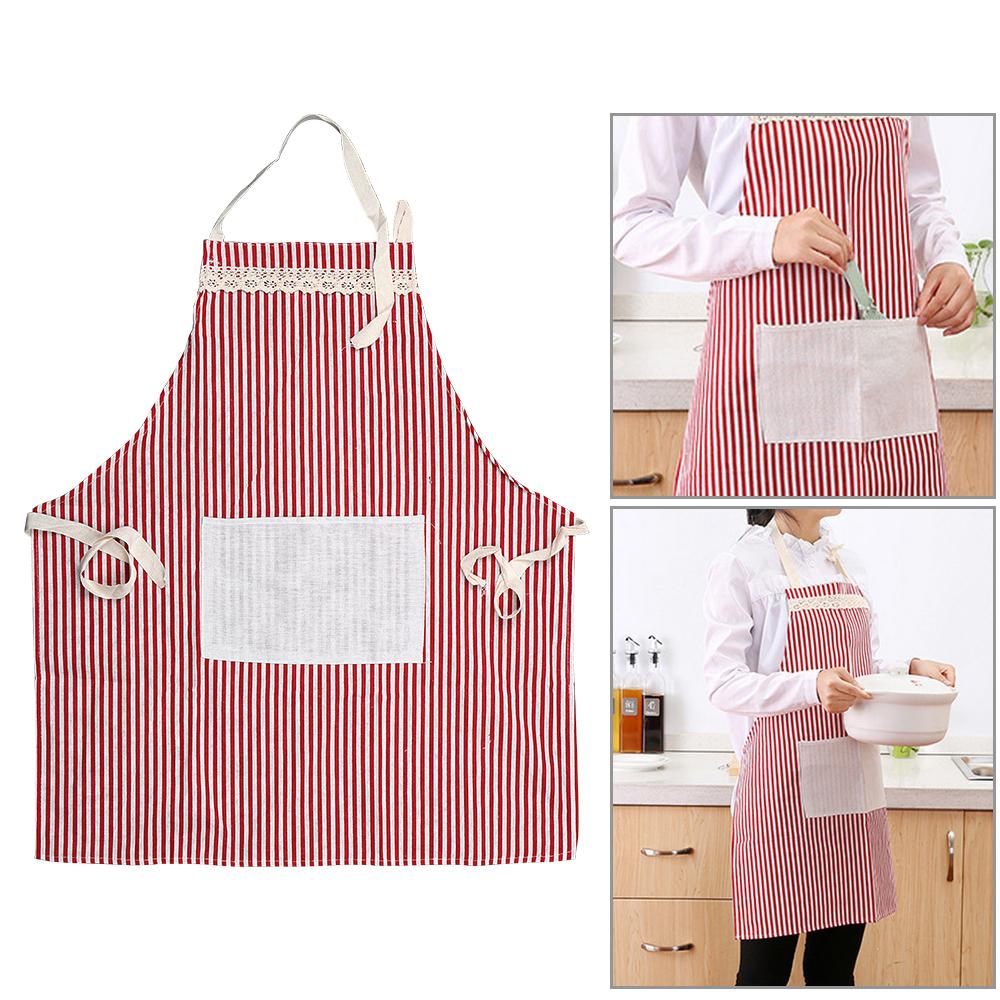 Kitchen Striped Apron For Home Restaurant Pinafore Cooking Accessories Baking Dress Adjustable Cotton Cloth