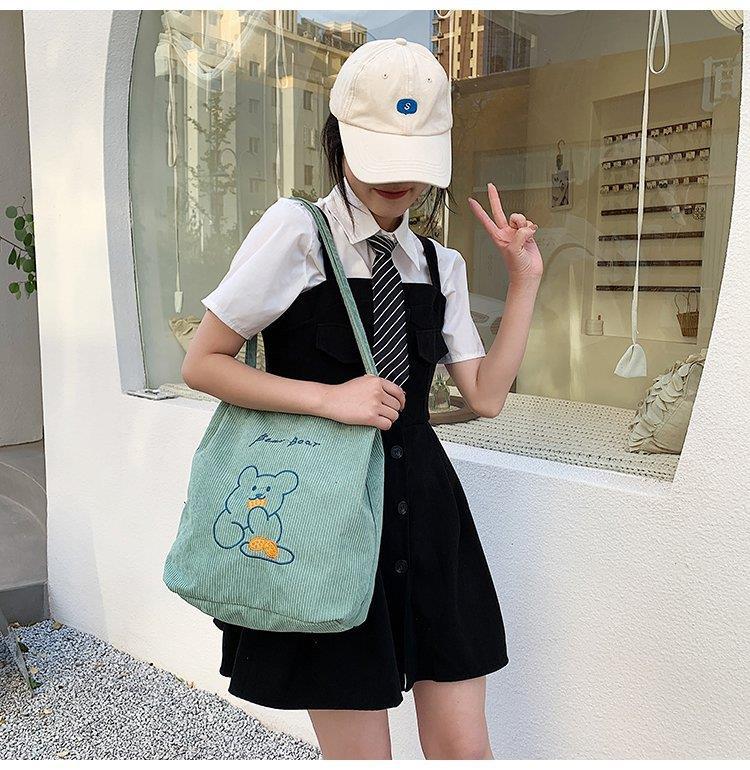 Túi Vải Nhung 2 Lớp Gấu Ăn Bánh Quy - 100style