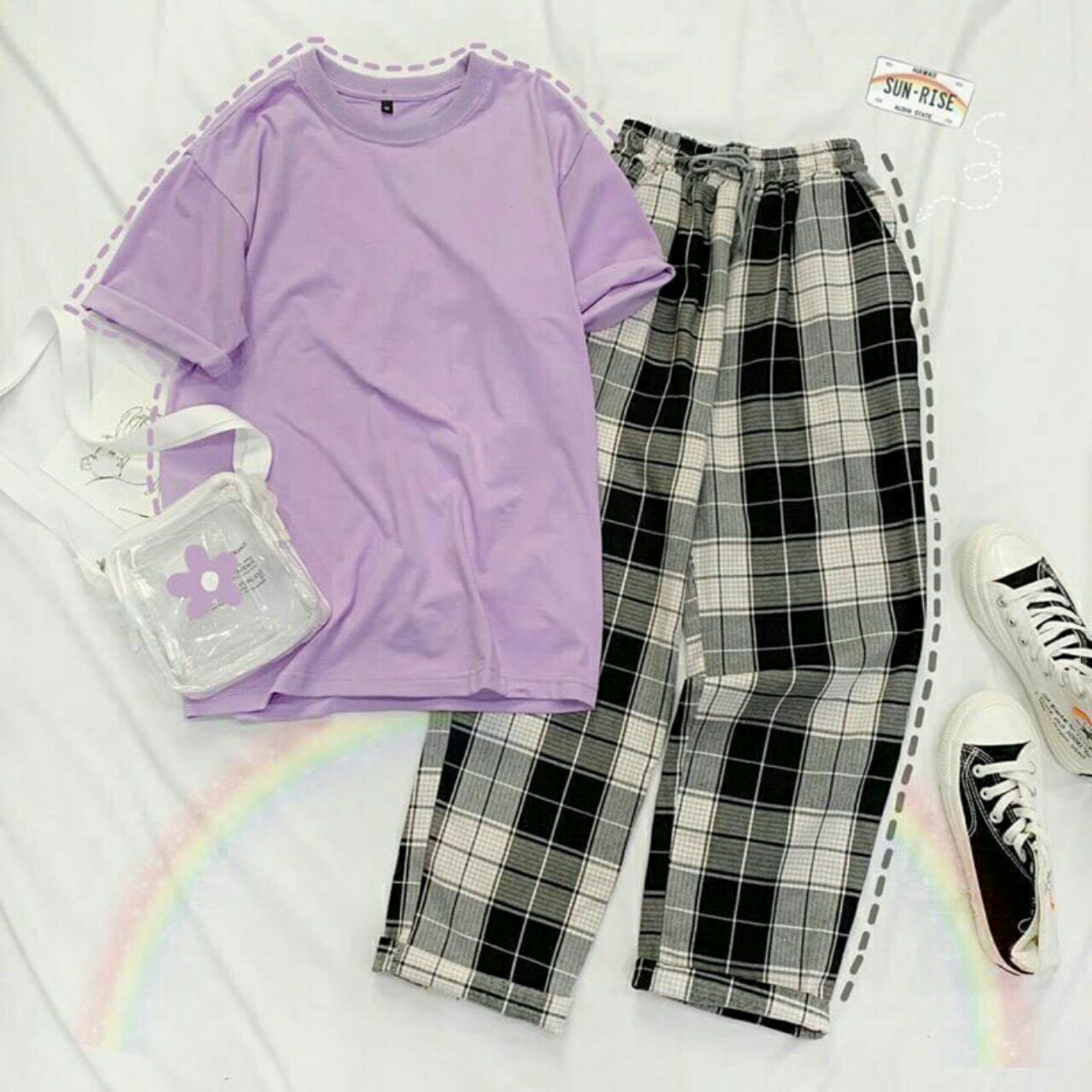 SET ÁO THUN + QUẦN KẺ XUÔNG HĐ12