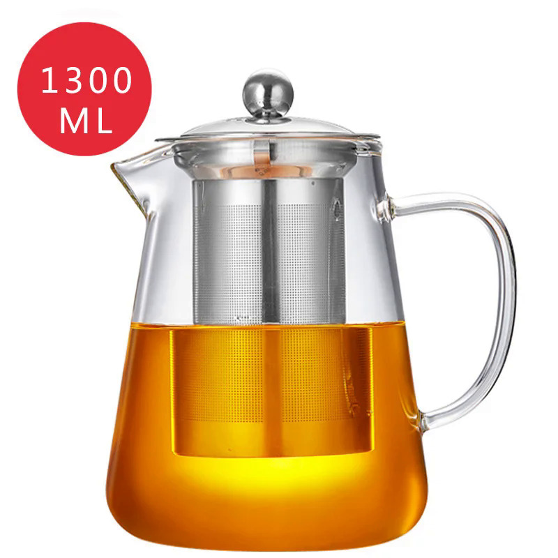 Hmlove ấm trà thủy tinh chịu nhiệt với bộ lọc trà bằng thép không gỉ, ấm đun nước hoa, bộ ấm trà kung fu, ấm trà puer oolong