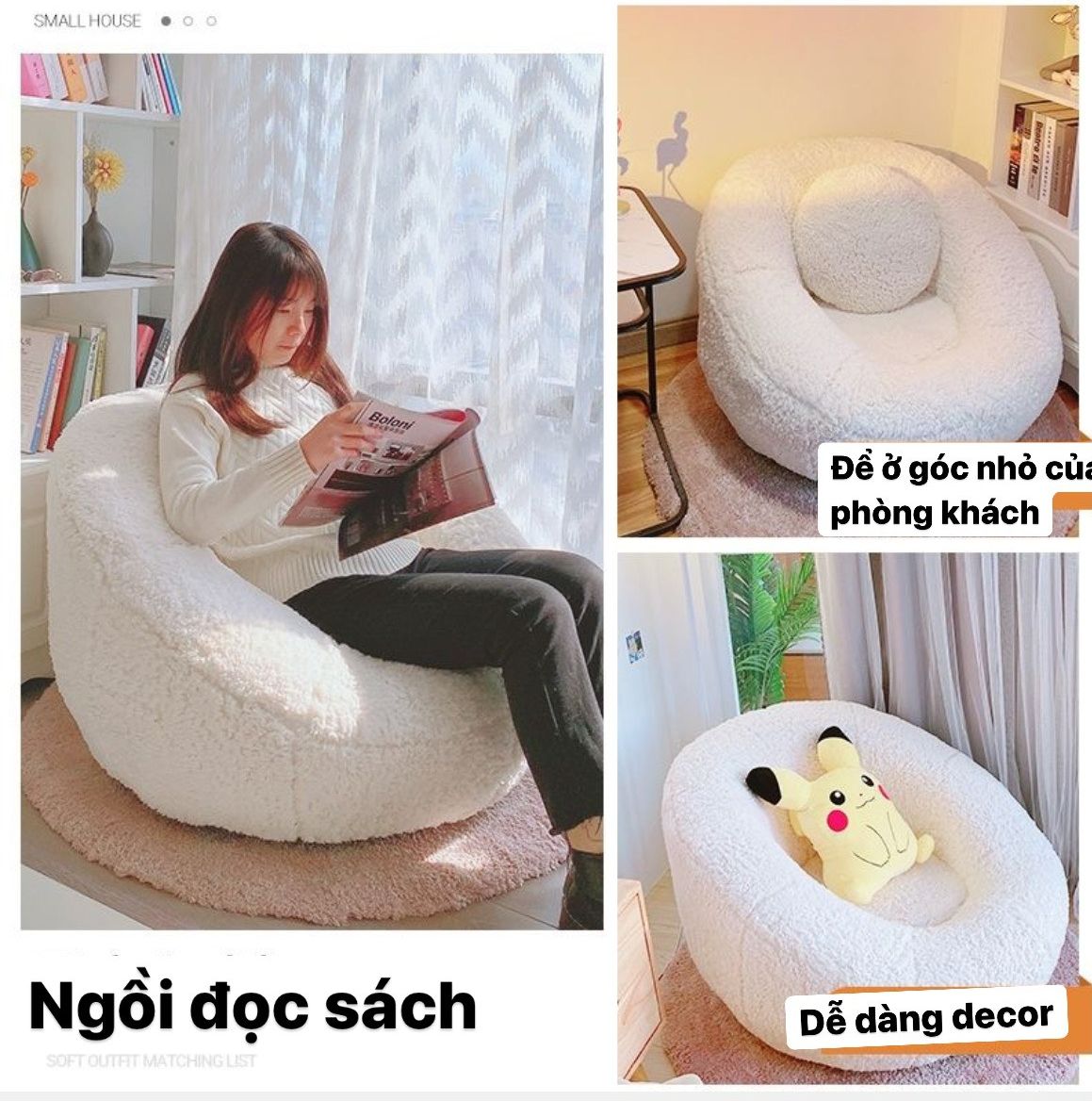 Ghế lười nhung lông cừu