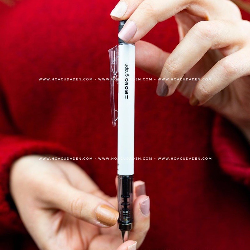 [DA ĐEN] Bút Chì Bấm Tombow Mono Graph 0.5 Màu Trắng