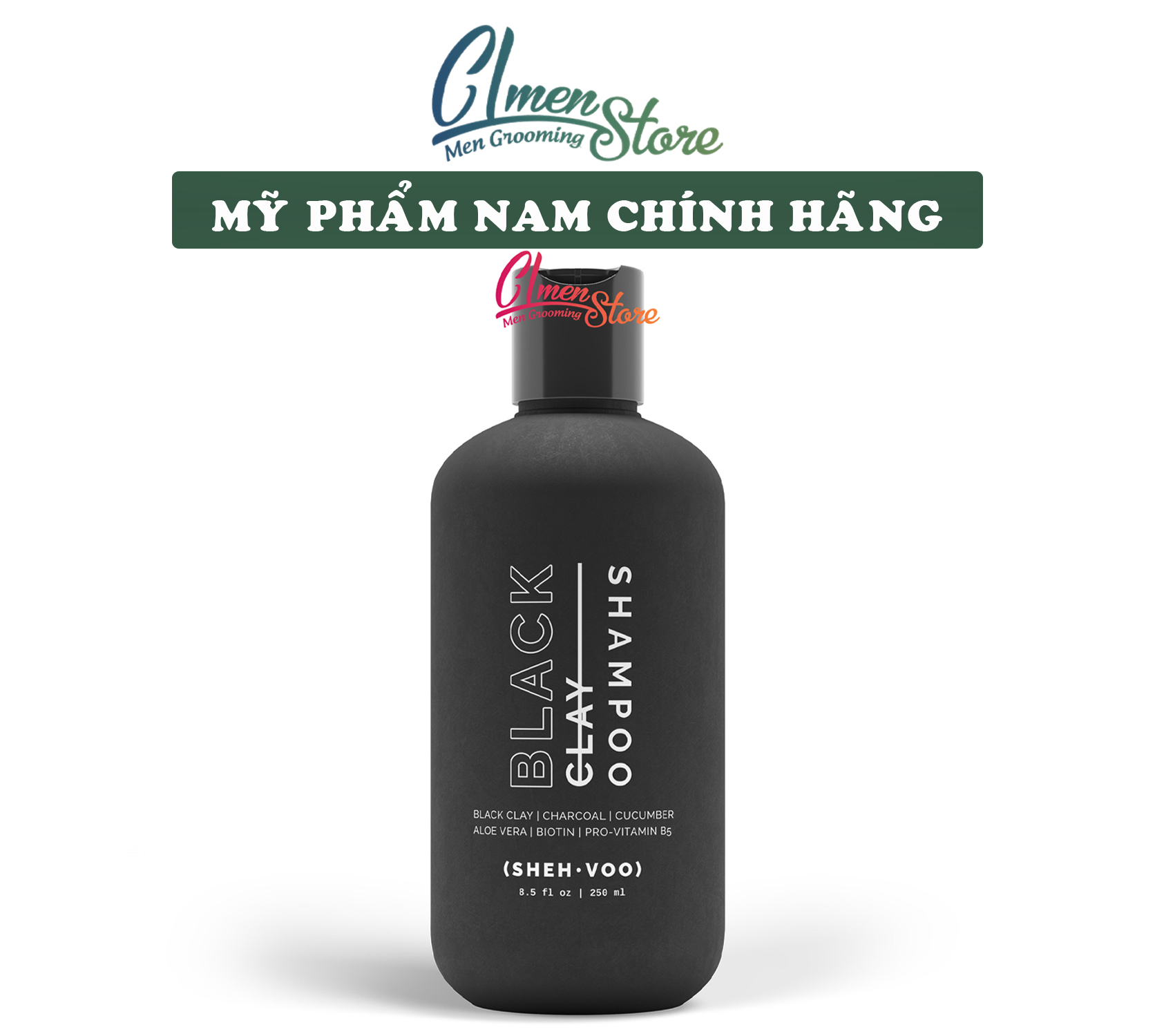 Dầu gội và Dầu xả Shehvoo Black Clay Shampoo Conditioner 250ml | Combo gội xả Sheh Voo