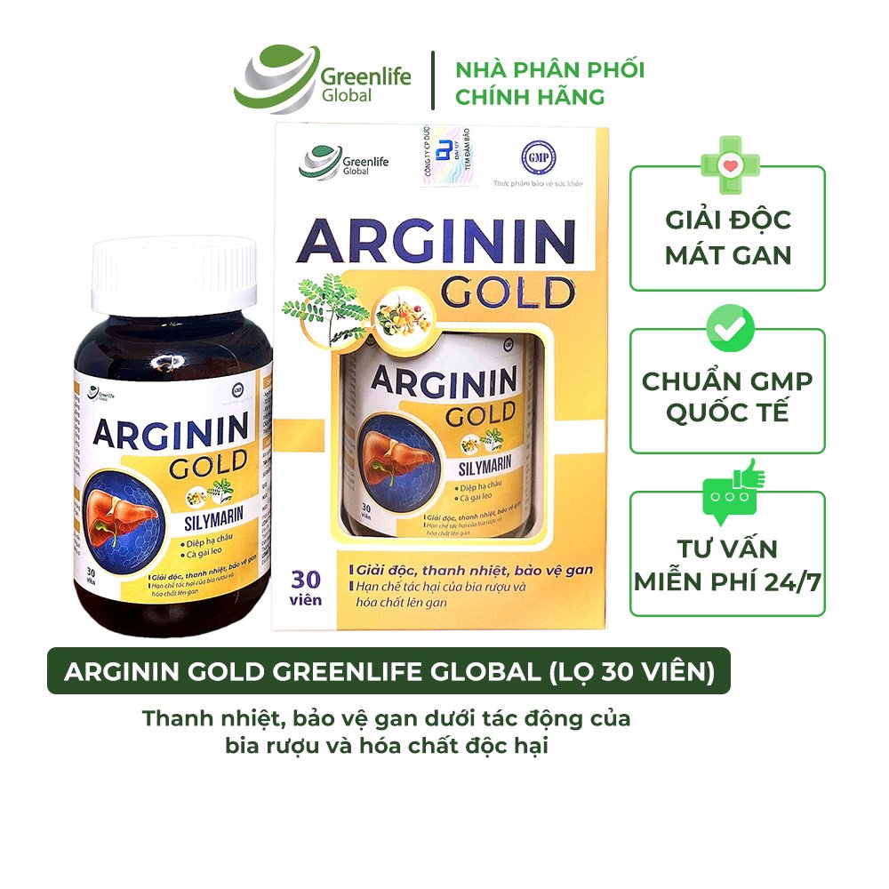 Bổ gan Arginin Gold GreenLife - Thanh nhiệt, giải độc, bảo vệ gan 30 viên