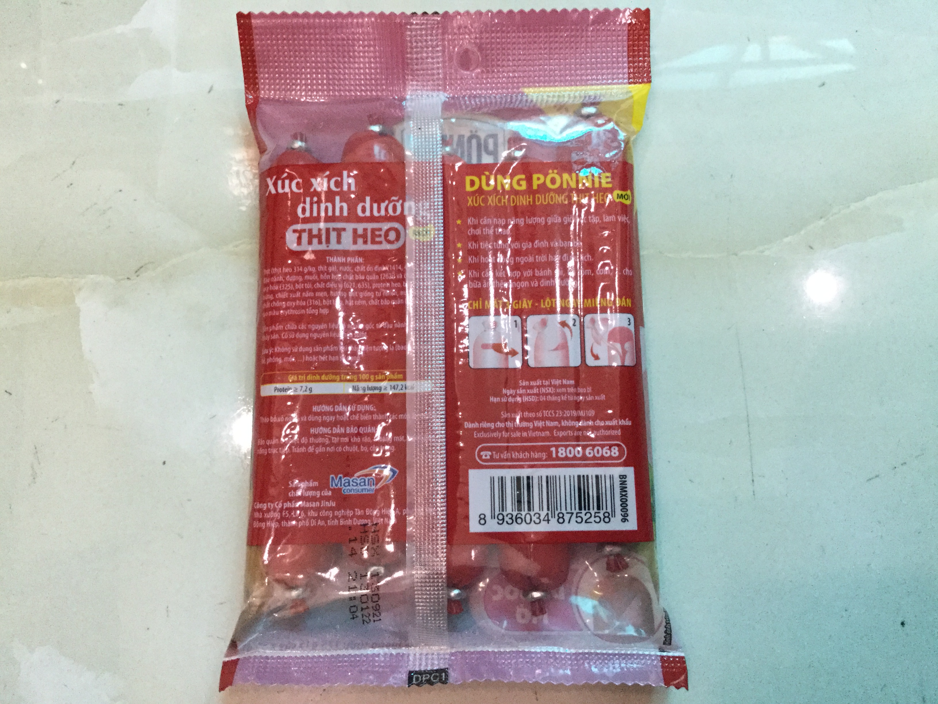 Xúc xích dinh dưỡng thịt heo Ponnie