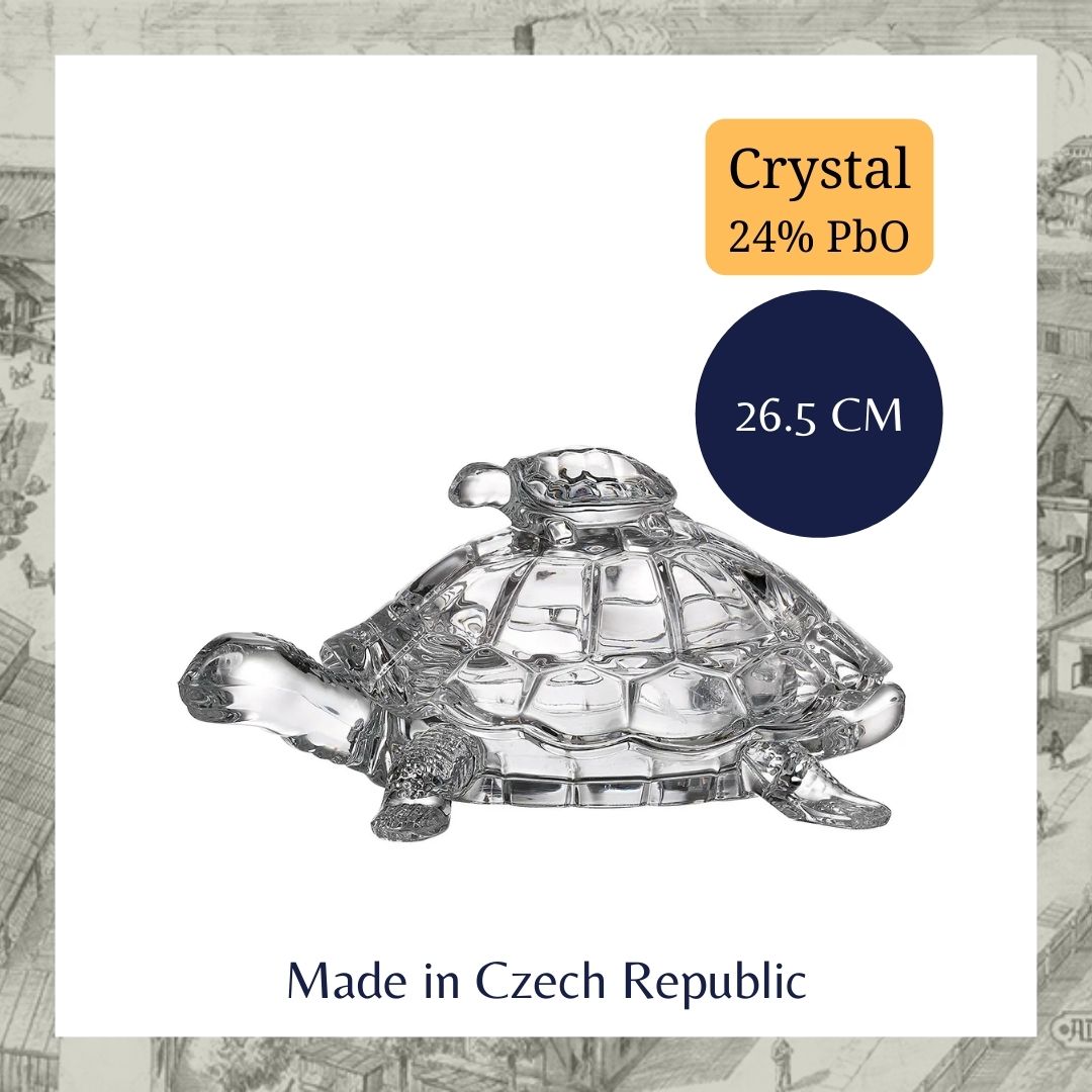 Thố có nắp Con Rùa Pha lê thủy tinh CH Séc ngang 26,5cm