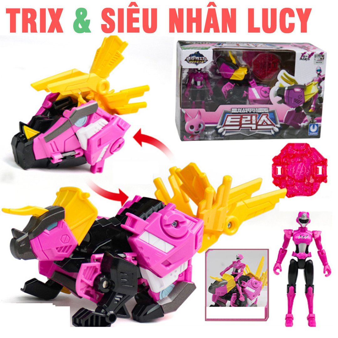 Mô hình miniforce biệt đội siêu nhân nhí Khủng Long Trix Hào Quang Hộ Vệ Và Siêu Nhân Lucy Tốt Bụng