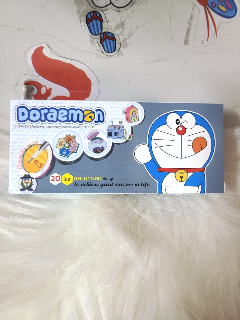 01 HỘP 20 CÂY BÚT GEL 012 DORAEMON MỰC ĐEN - ĐẦU NGÒI 0.5MM.