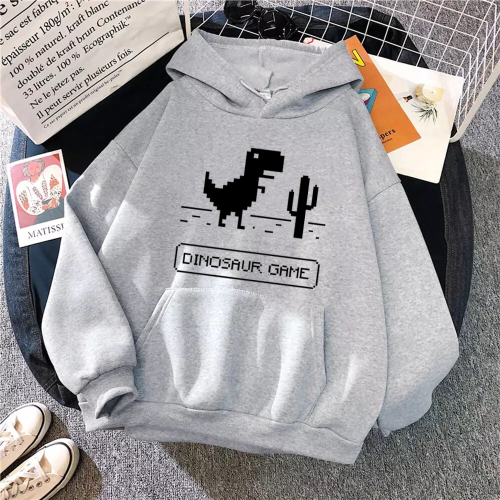 [Hoàn Tiền 15%] ÁO HOODIE UNISEX IN DINOSAUR GAME (NHIỀU MÀU)