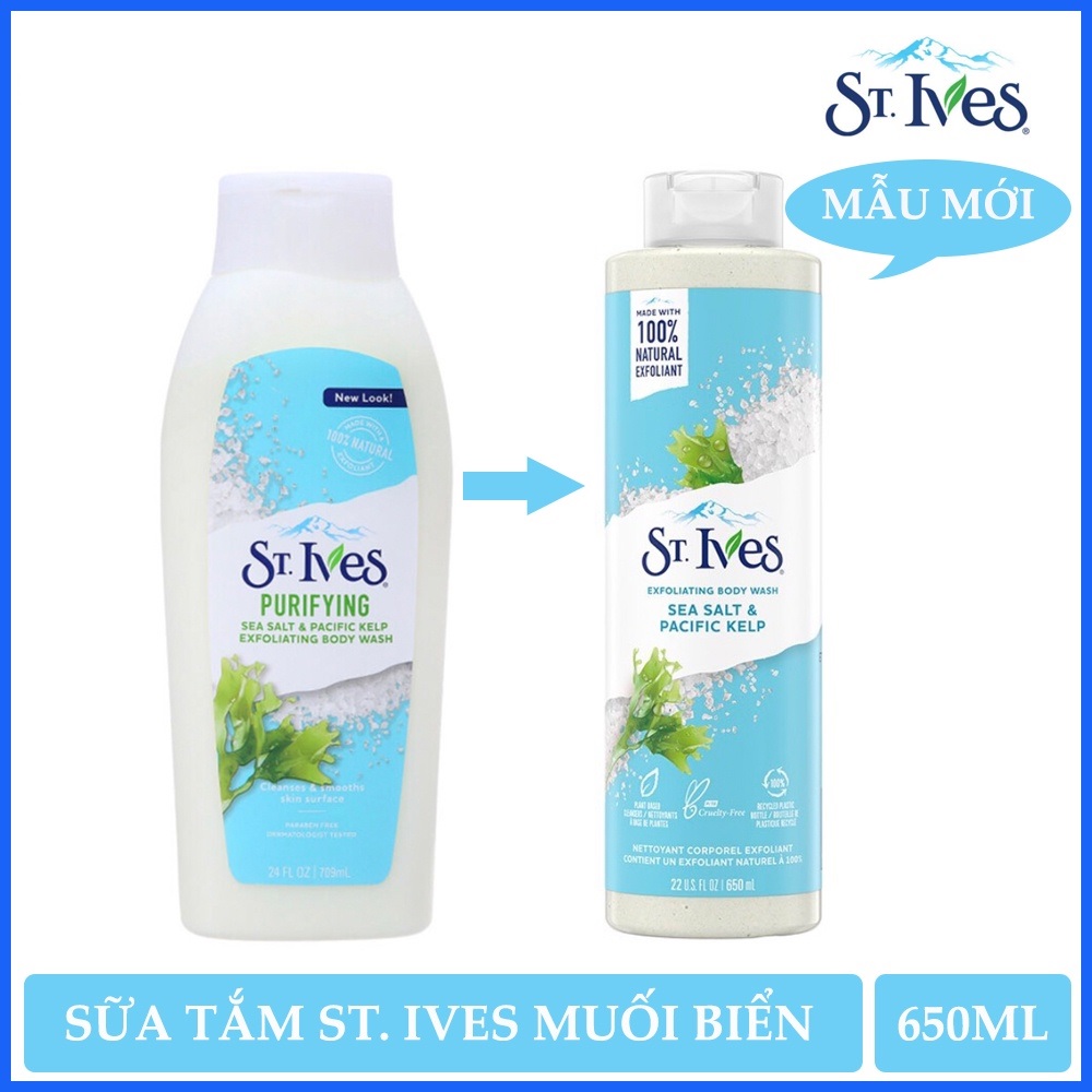Combo 2 chai Sữa tắm dưỡng da St.Ives Muối biển 650ml