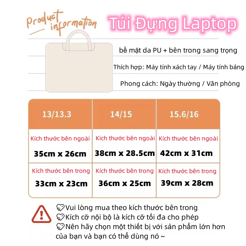 Túi Đựng Laptop máy tính bảng làm từ da PU chống va đập, chống nước Dây đeo vai miễn phí, 13.3inch 14.1inch 15.6inch