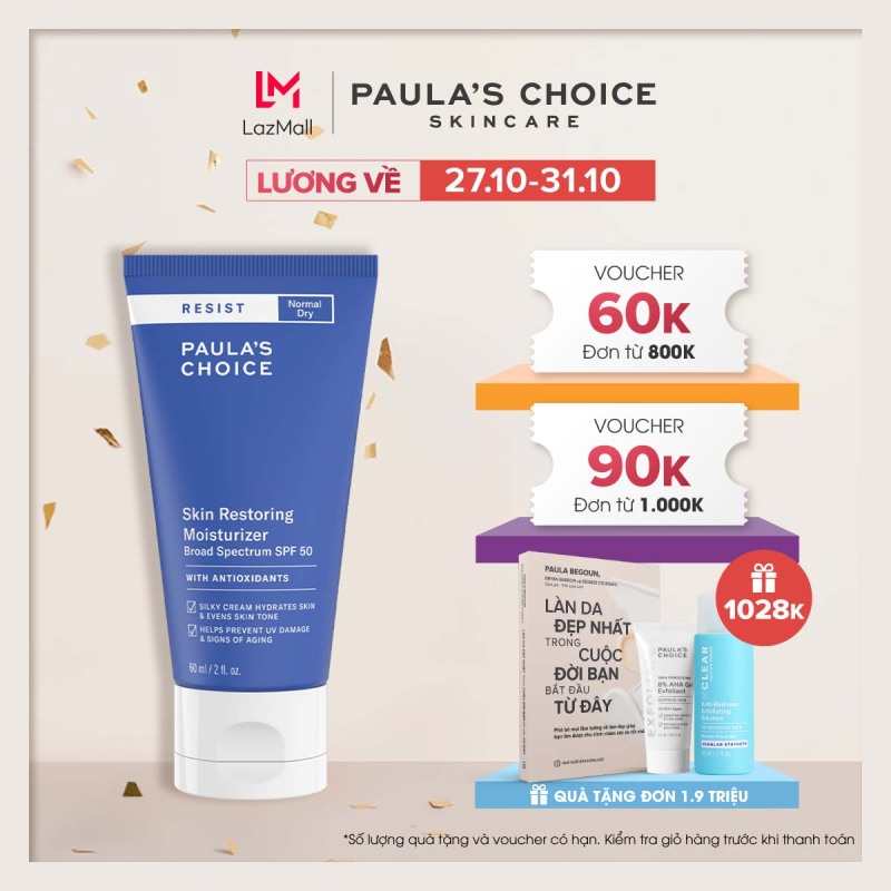 Kem chống nắng chống lão hóa Paula’s Choice Resist Skin Restoring Moisturizer with SPF 50-60ml 7970