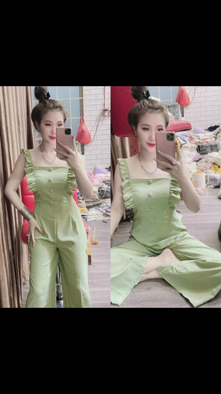 [HCM]Jum quần dài áo cánh tiên nút bọc #jumquandaicanhtien