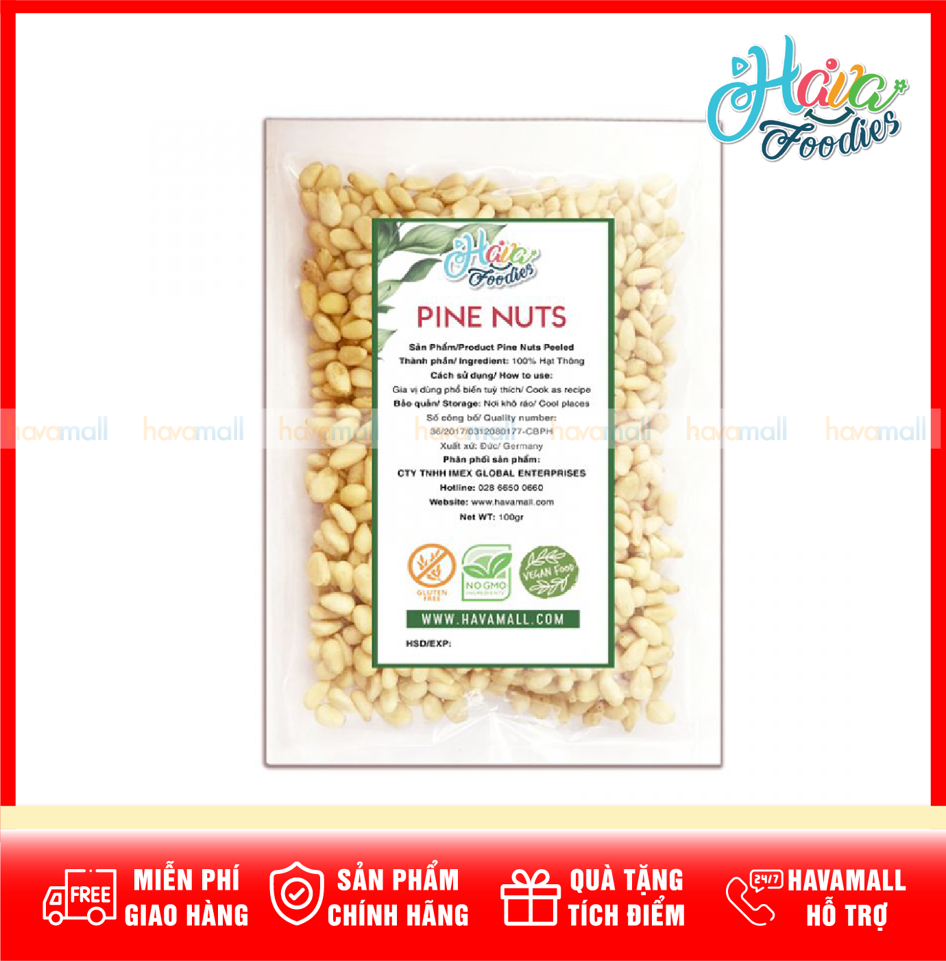 Hạt Thông Tách Vỏ Havafood – Pelled Pine Nuts