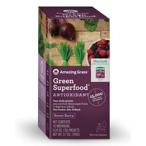 Bột siêu thực phẩm hữu cơ hương mâm xôi Amazing Grass gói lẻ 8g