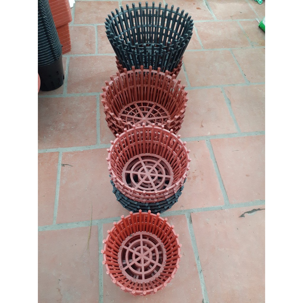 Bộ 10 chậu nhựa giả gỗ trồng lan phi 20