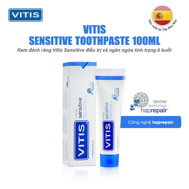 Kem đánh răng ngăn ngừa ê buốt Vitis Sensitive Toothpaste 100ml | Oralmart