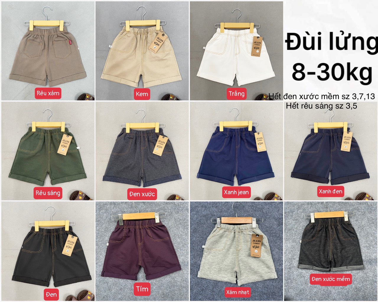 Quần đùi giả jean, quần sóc cho bé đủ size từ 20-30kg