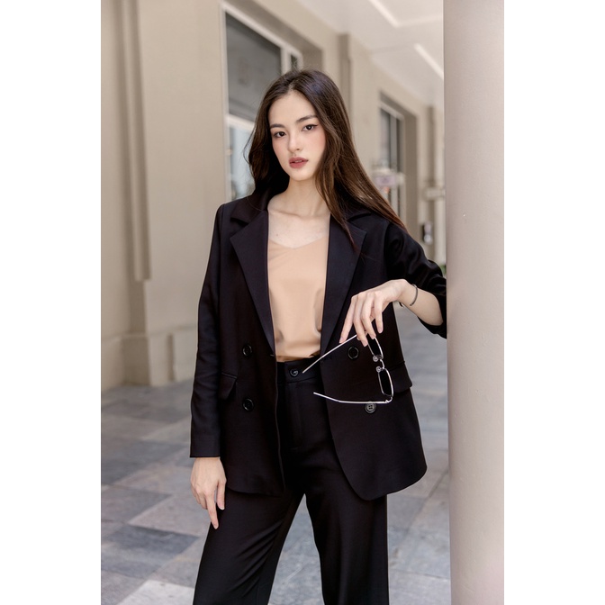 Maiimer - Blazer đen phom suông Stella