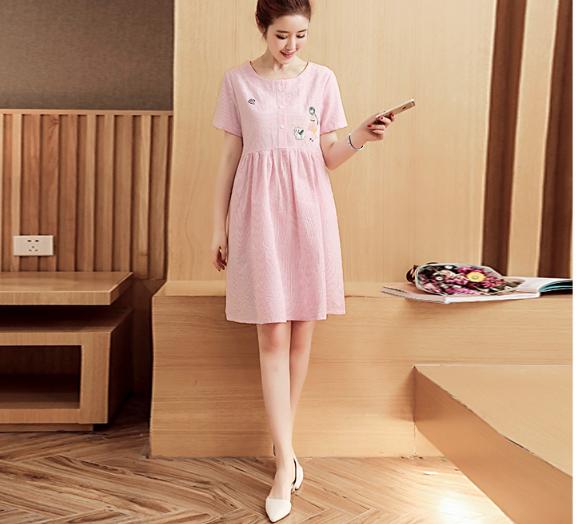 [HCM]ĐẦM BẦU CÔNG SỞ SỌC THÊU BÚP BÊ