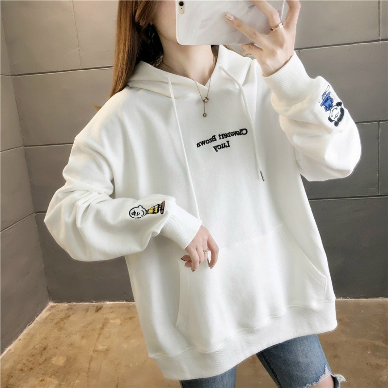 Áo Hoodie Nữ Fom Rộng Cao Cấp-Chất Vải Nỉ Thun Mềm Mại In Hình Siêu Cá Tính Nữ TEEN