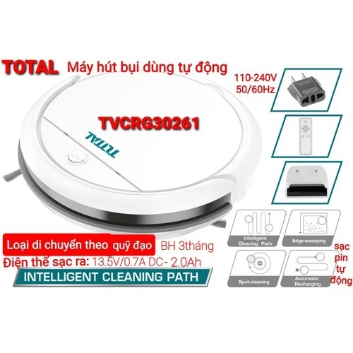 [Trả góp 0%] Máy hút bụi tự động dùng pin total TVCRG30261