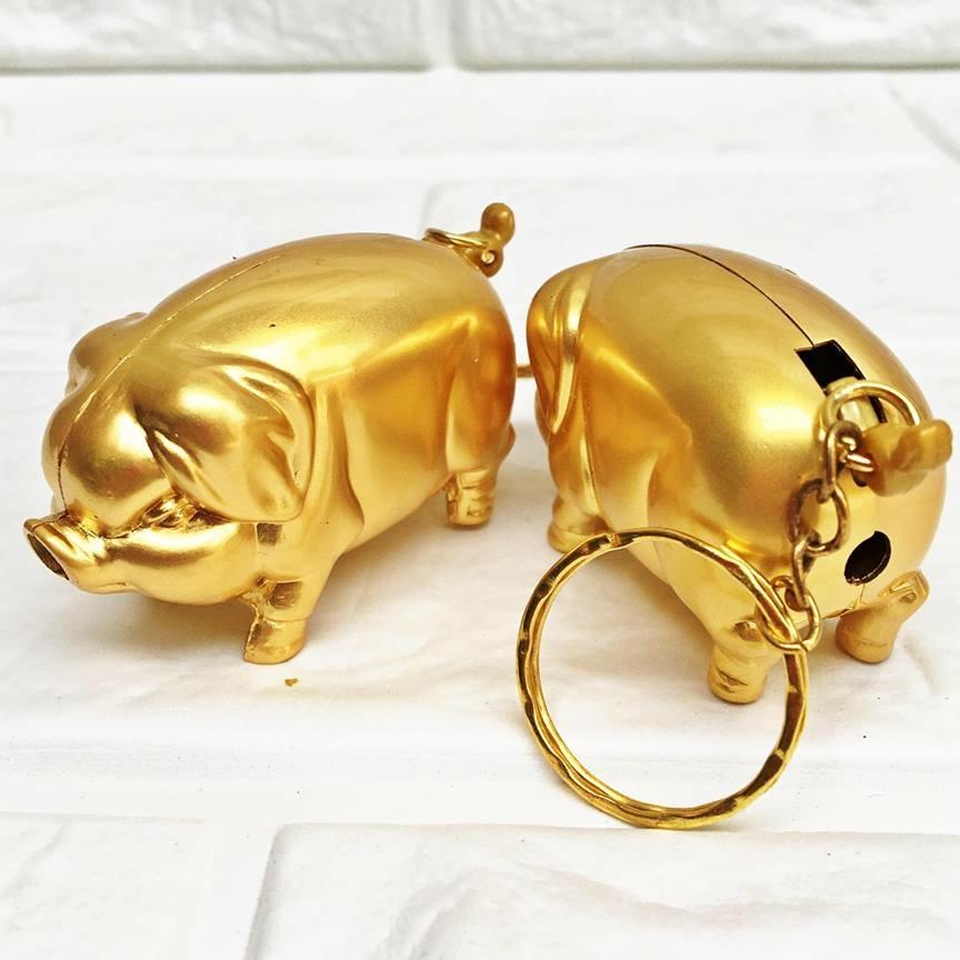 BẬT LỬA MÓC KHÓA HÌNH CON HEO VÀNG - (XÀI GAS)