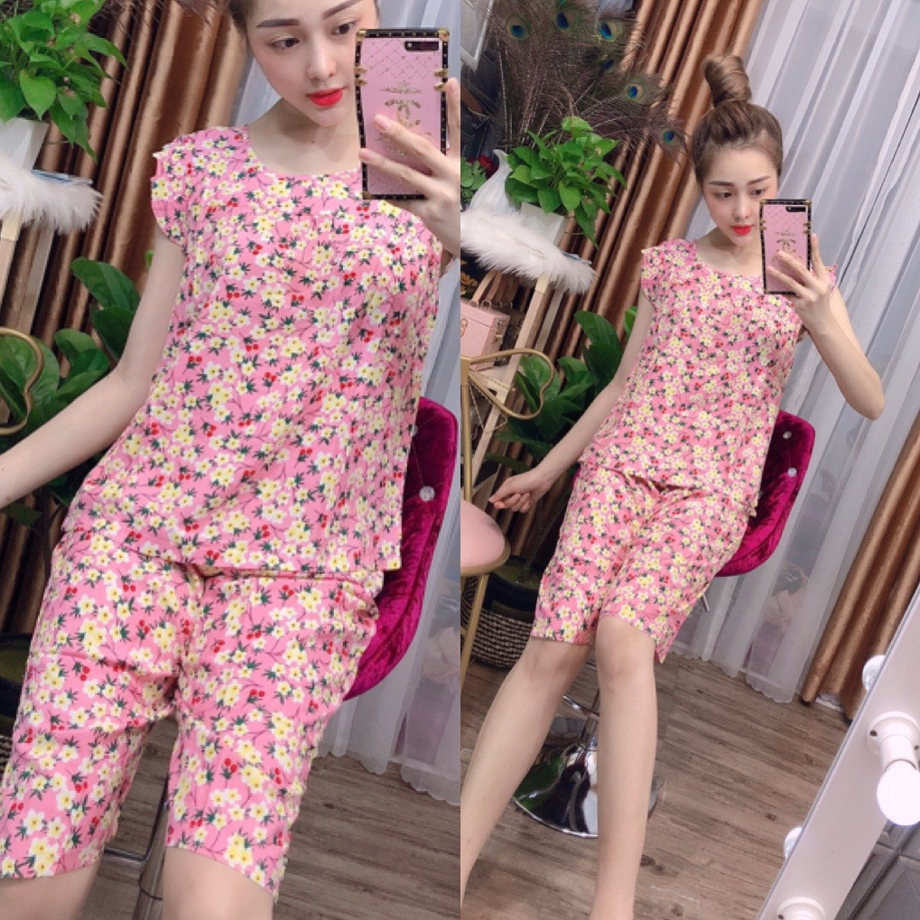 Bộ lanh mặc nhà , đồ bộ tole nữ , quần lửng tay cánh tiên, họa tiết hoa nhí [CÓ SIZE] giao hoa ngẫu nhiên - TL14