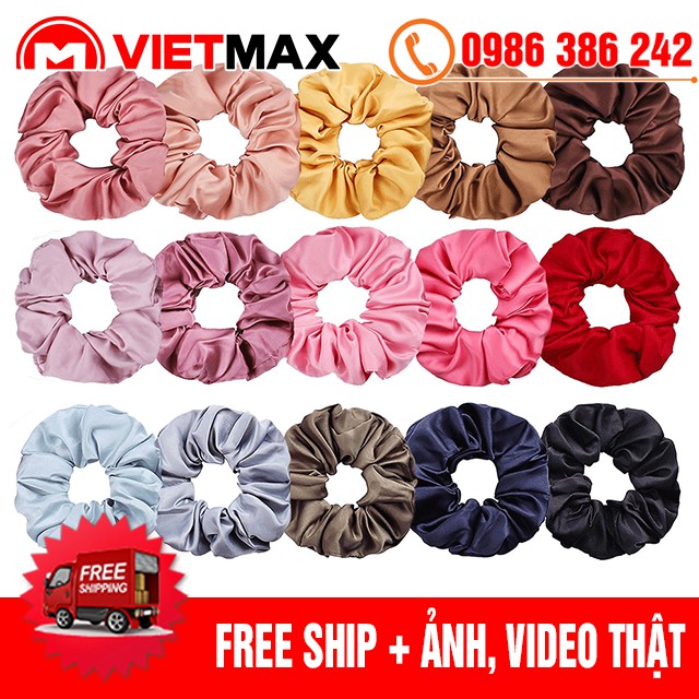 Dây Buộc Tóc Vải Phi Bóng, Cột Tóc Scunchies Co Giãn Hàn Quốc