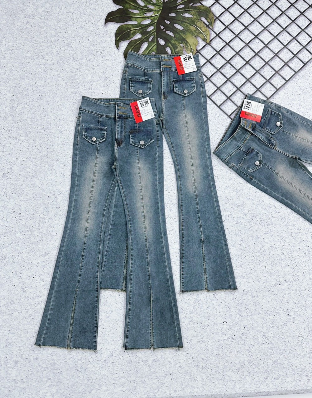 Quần jean nữ lưng cao trơn co dãn hàng shop cao cấp