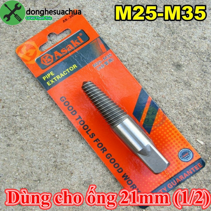Mũi taro tháo ren ống nước bị gãy ASAKI AK-3693 ren M25-M35