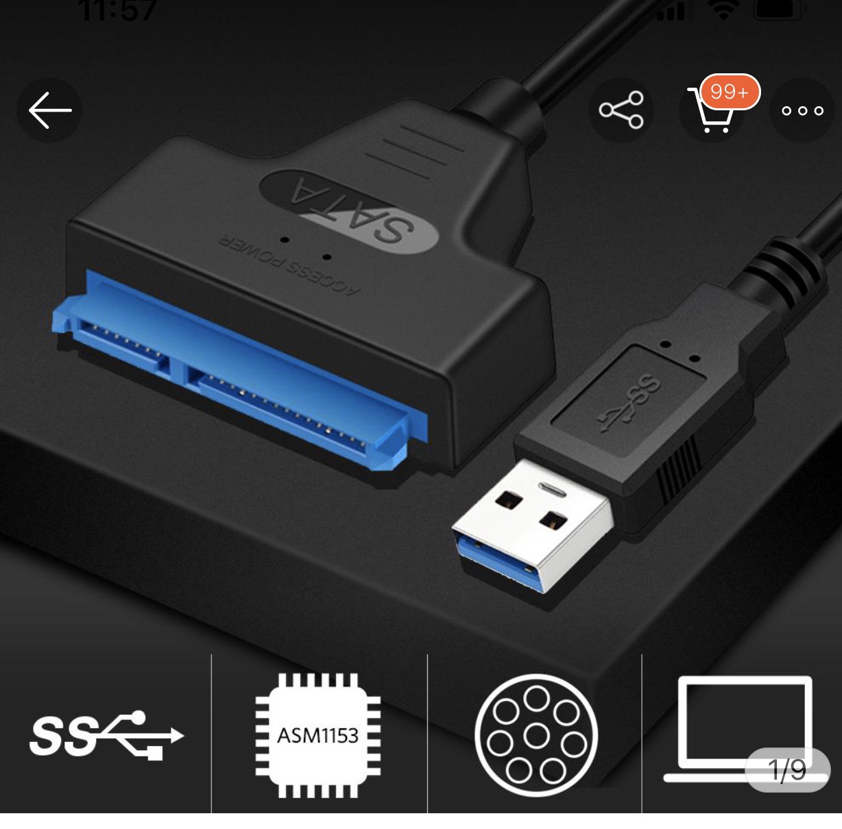 Dây cáp chuyển đổi SATA 3 USB 3.0/2.0 sang SATA hỗ trợ 2.5 inch SSD HDD SATA 22 pin