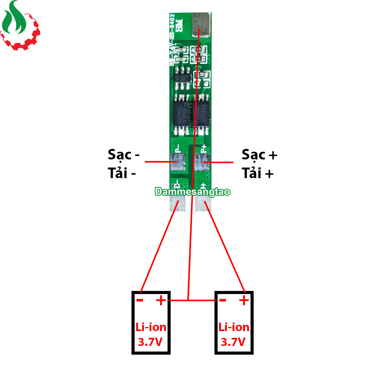 Mạch 2S 7.4V 5A BW bảo vệ pin Li-ion 3.7V
