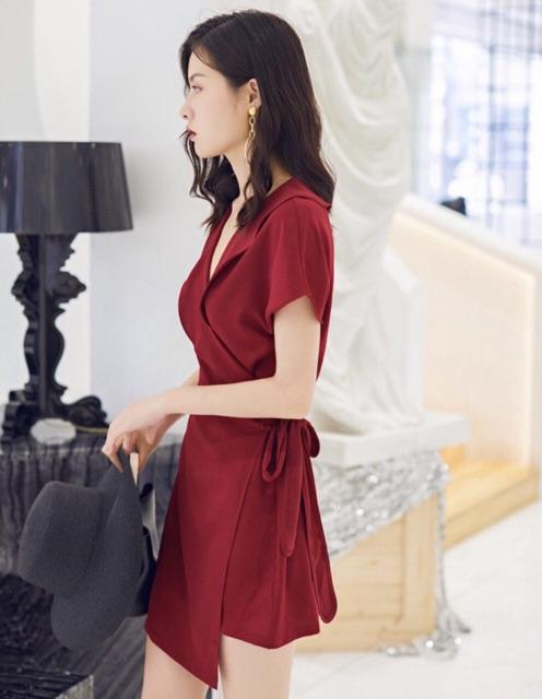 [HCM]Đầm đỏ đắp tà cột eo