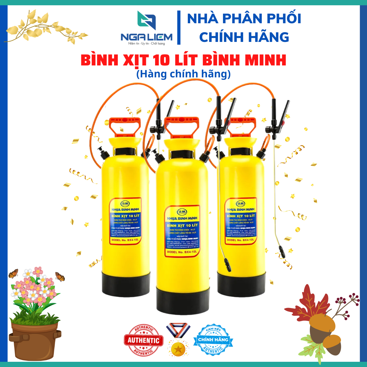 Bình xịt 10 lít bình minh bx4, dùng phun tưới
