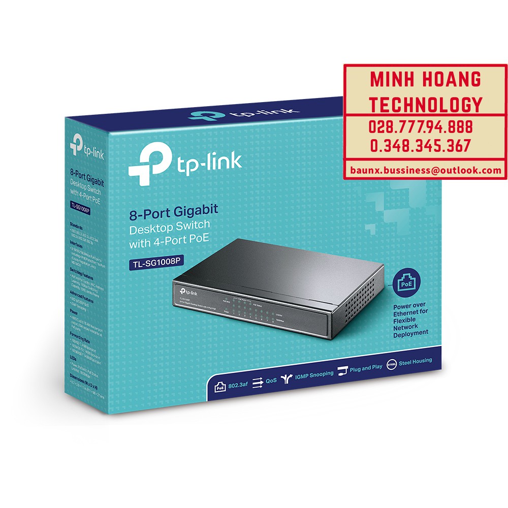 [HCM]Switch Desktop 8 cổng Gigabit với 4 cổng PoE TL-SG1008P