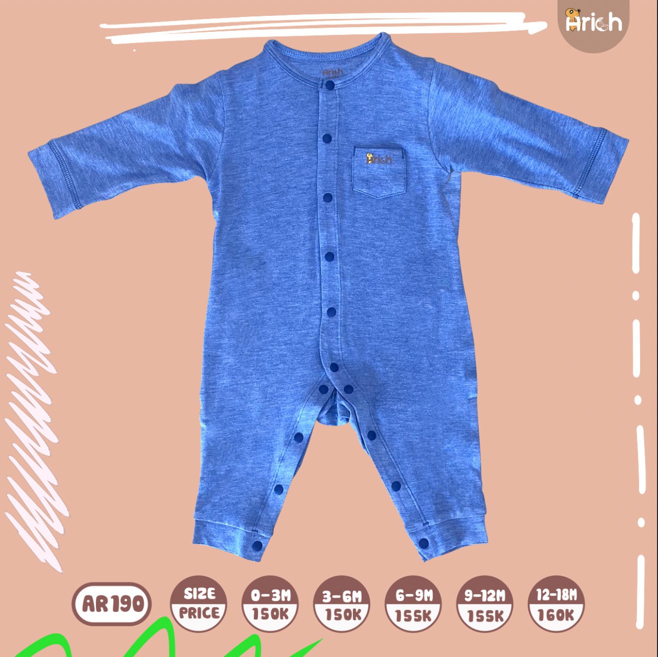 Body dài SỢI TRE ARICH 0-18M