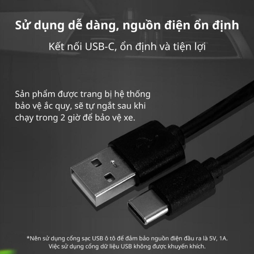 Máy khử mùi, lọc không khí trên xe ô tô Philips GP5301, dây nguồn USB type C - Hàng Chính Hãng