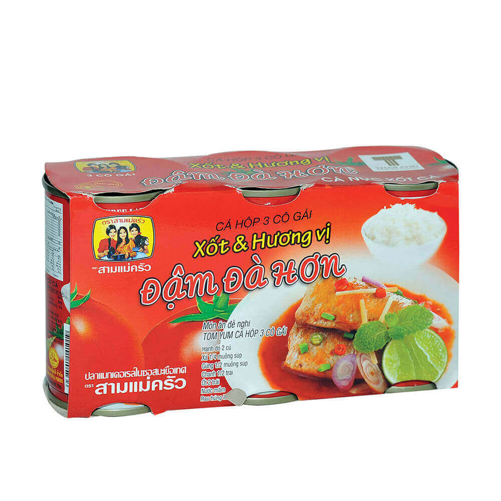 Cá nục xốt cà 3 Cô Gái lốc 10 lon x 155g