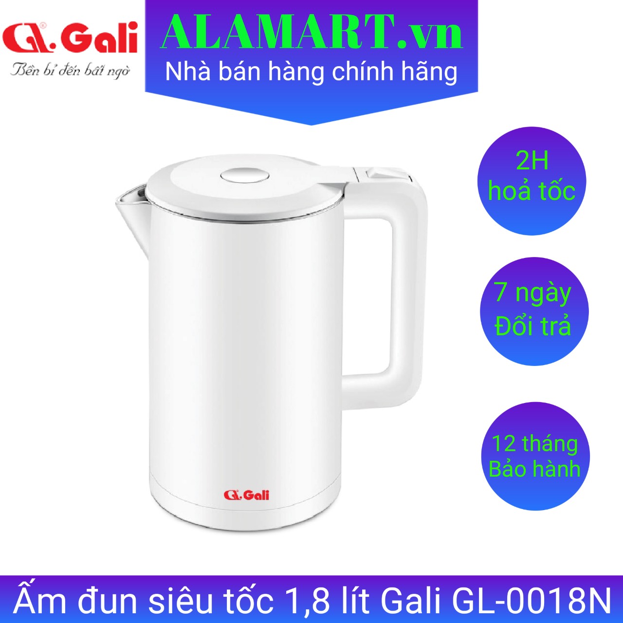 Bình đun siêu tốc Gali GL-0018N 1.7L - Công suất 1800W